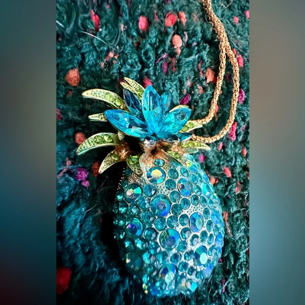 Betsey Johnson Pineapple Set — Necklace, Brooch + Earrings | NWT Vintage
